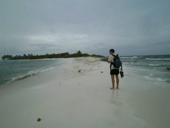 Praia paradisíaca em manhã nublada em Tobago Cays, no sul de São Vicente e Granadinas, no Caribe